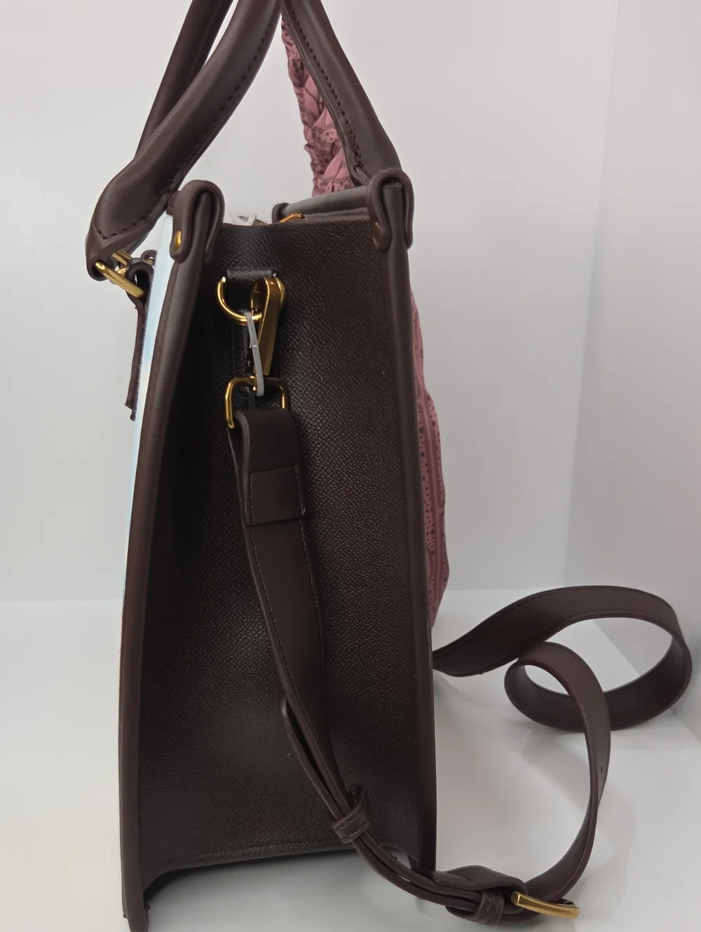 🤎▪️Betsey Johnson ▪️Brown Longhorn Leather-Trim Canvas Tote with Brown Scarf